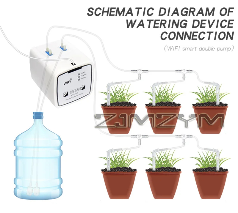 Smart Garden Iot - 自動点滴灌漑システムキット、ダブルポンプガーデン散水装置、モバイルアプリ制御、WIFIインテリジェントダブルポンプ