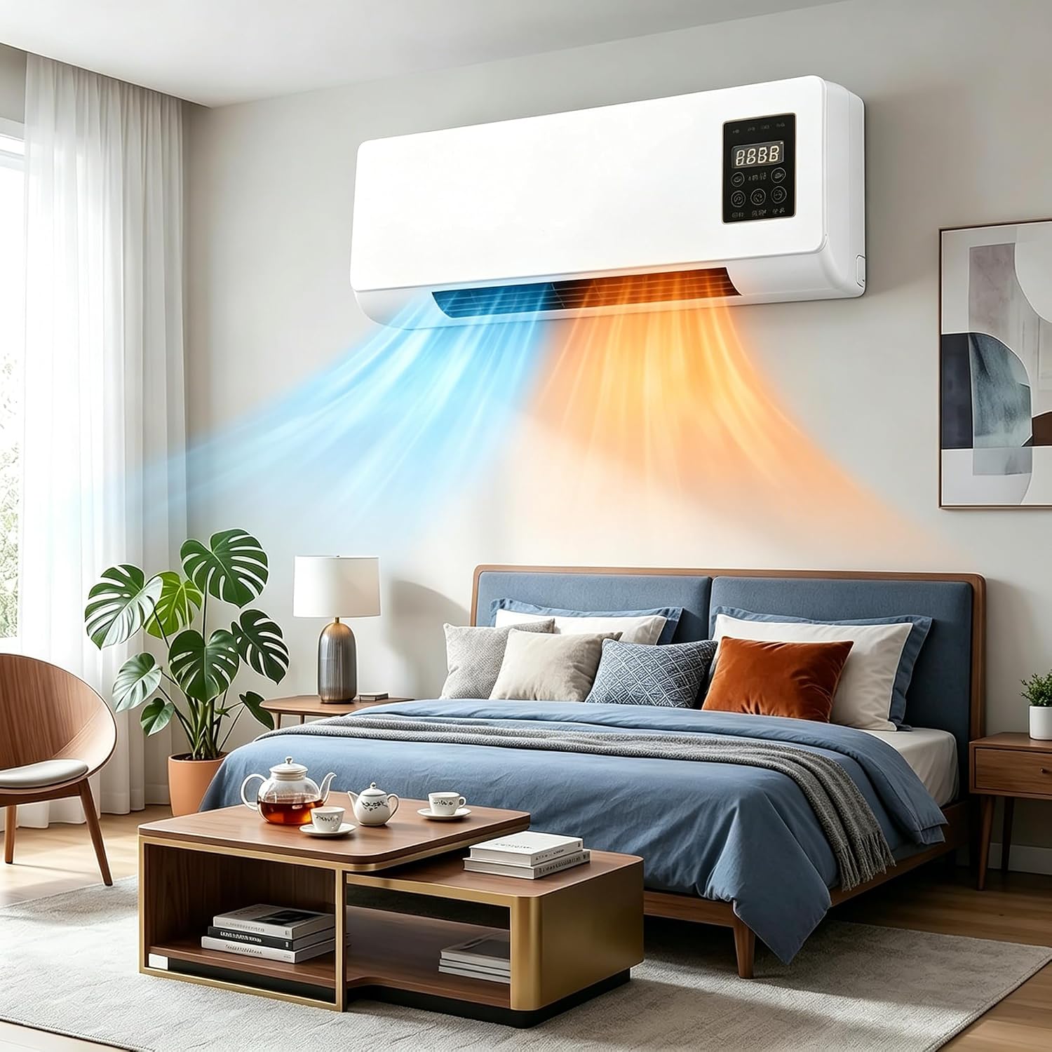 Smart Garden Rooms - 壁掛け型ダクトレスエアコン、2-in-1暖房・冷房コンボ、スマートルームエアコンユニット、壁掛け型ダクトレスエアコン、リモートタイマー付きスマートルームエアコンユニット（ホワイト）
