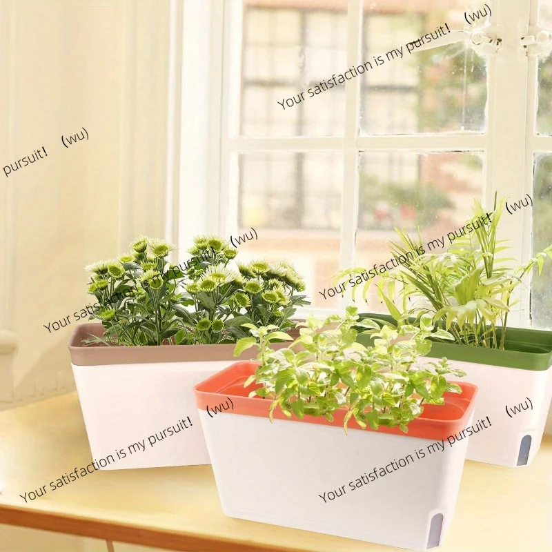 Indoor Herb Garden Kit - 自動給水窓辺プランターキット：水位インジケーター付きのモダンなプラスチック製ハーブガーデンセット - 屋内に最適