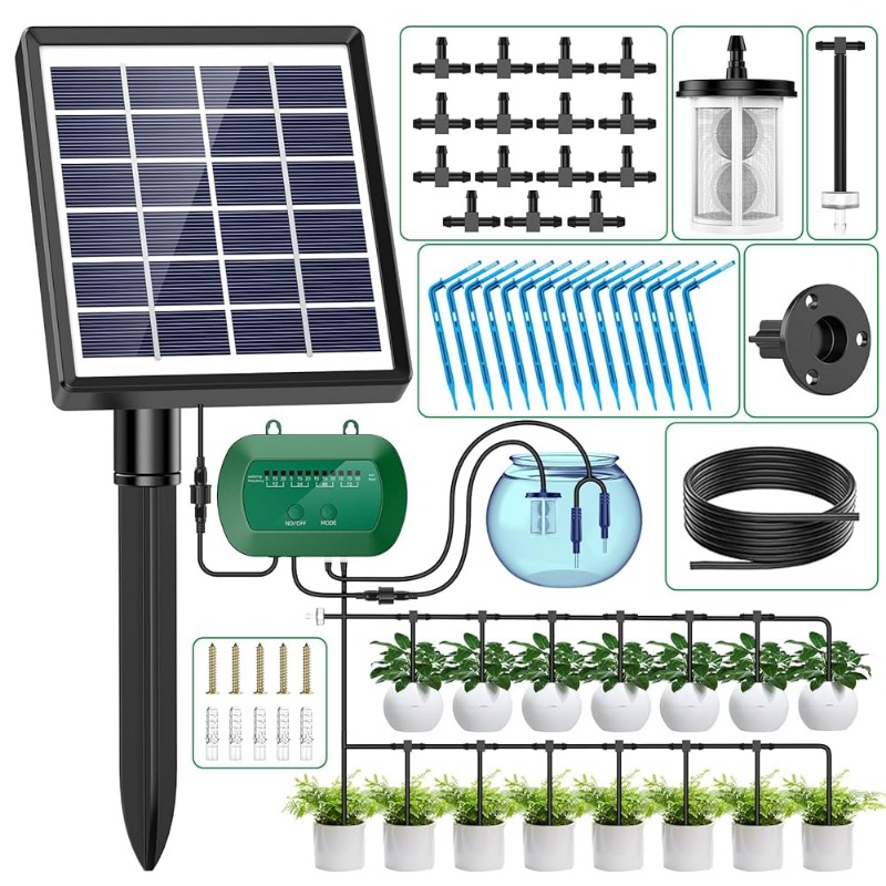 Smart Garden Water - ソーラーインテリジェント灌漑キット 6V 2W 内蔵 1800mAh バッテリー灌漑鉢植え