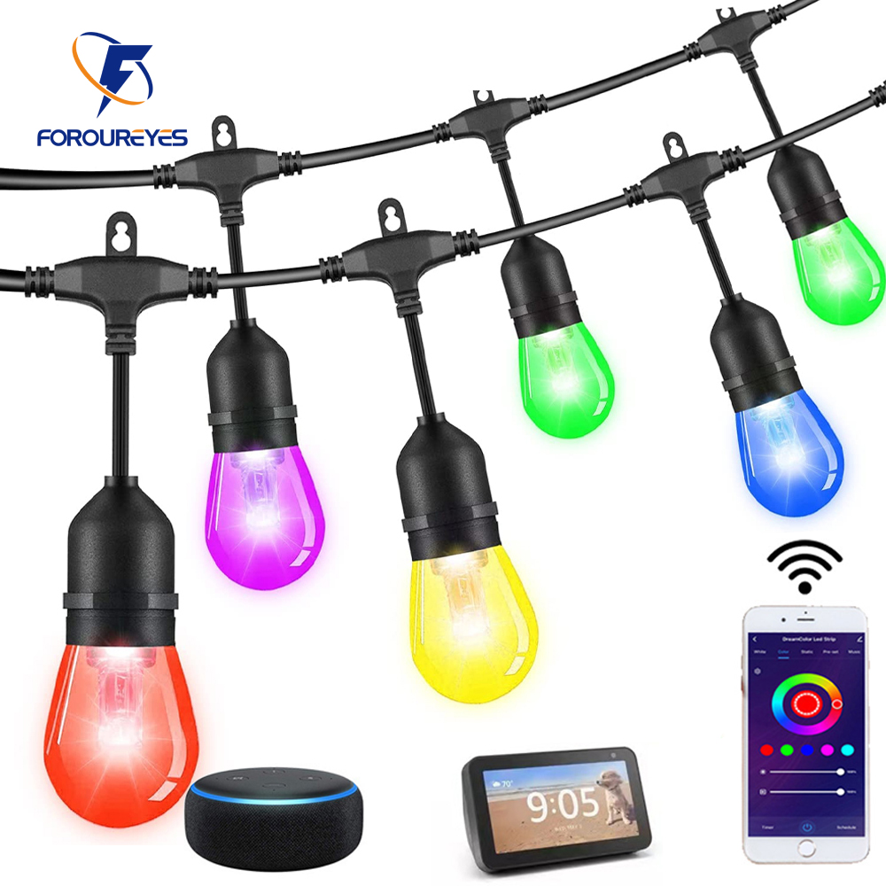 Smart Garden Water - 防水スマートLEDストリングライト,屋外,庭,結婚式の装飾,s14電球,商業グレード,wifi,tuya
