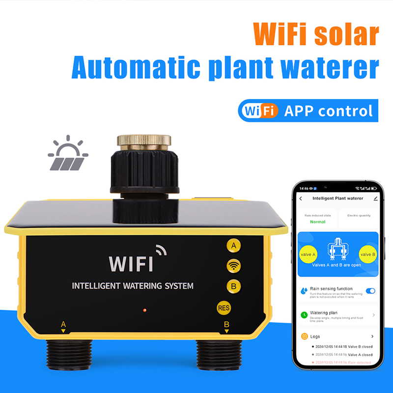 App Smart Garden - WiFi 1/2 コンセントソーラー灌漑タイマースマートアプリ制御自動灌漑システム屋外水タイマー庭の水やりツール