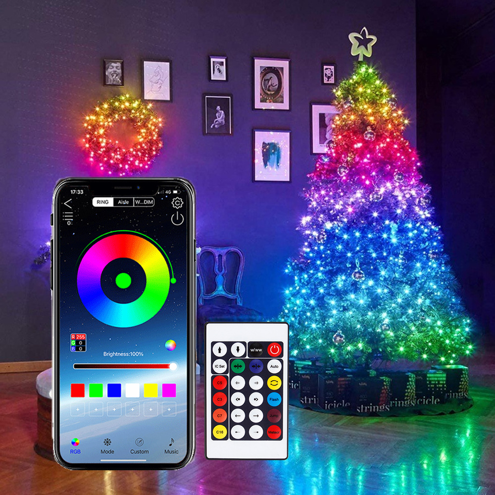 Smart Garden Rooms - Smart-Bluetooth付きの新しいLEDライトガーランド,リモコン付き,USB,屋外,屋内,クリスマスパーティー用