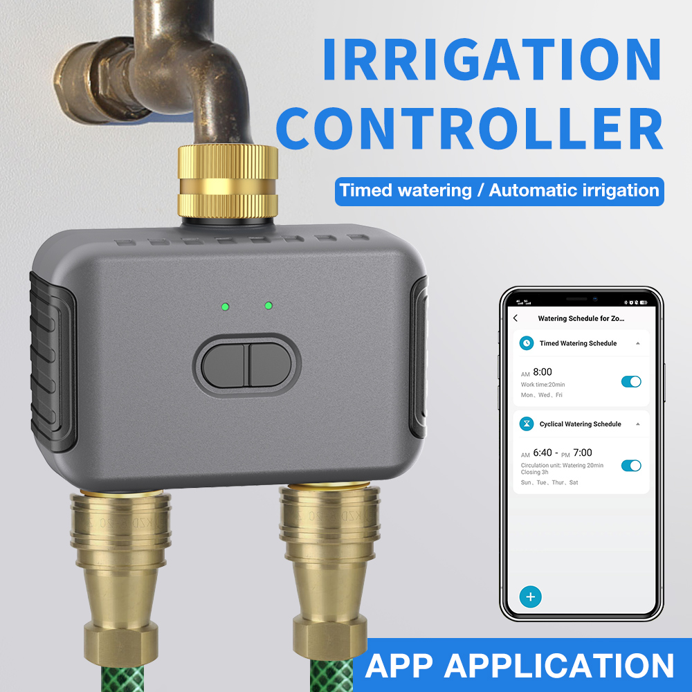 Smart Garden Iot - Tuya 2 ゾーン散水タイマー庭自動灌漑コントローラー散水システム点滴スプリンクラースマートライフ Alexa Google ホーム