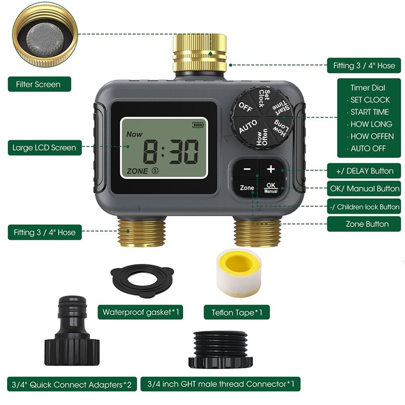 AY14 - デュアルアウトレット自動灌漑タイマー ガーデン - Smart Garden Water のレビューと価格