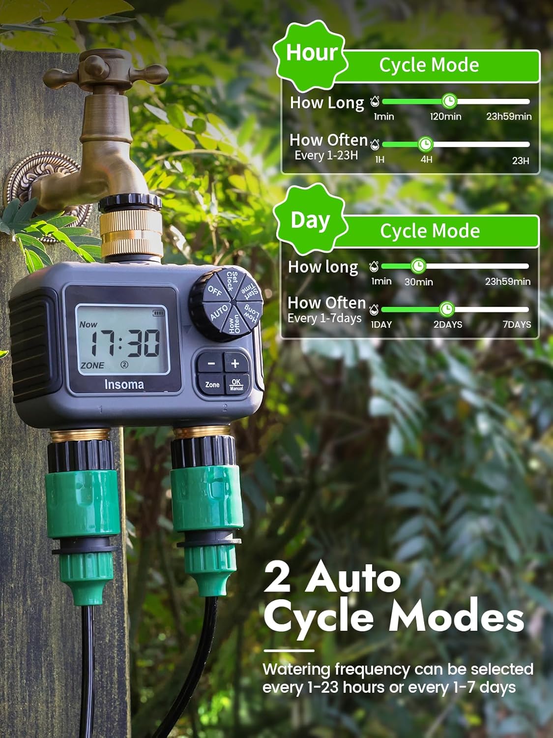 デュアルコンセントスマート灌漑散水システム自動散水タイマー散 - Smart Garden Iot のレビューと価格