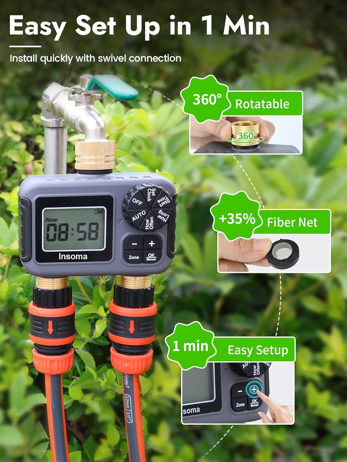 デュアルコンセントスマート灌漑散水システム自動散水タイマー散 - Smart Garden Iot のレビューと価格