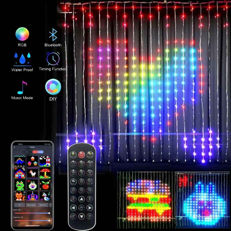 スマートLEDカーテンライト DIYポイントコントロール フ - App Smart Garden のレビューと価格