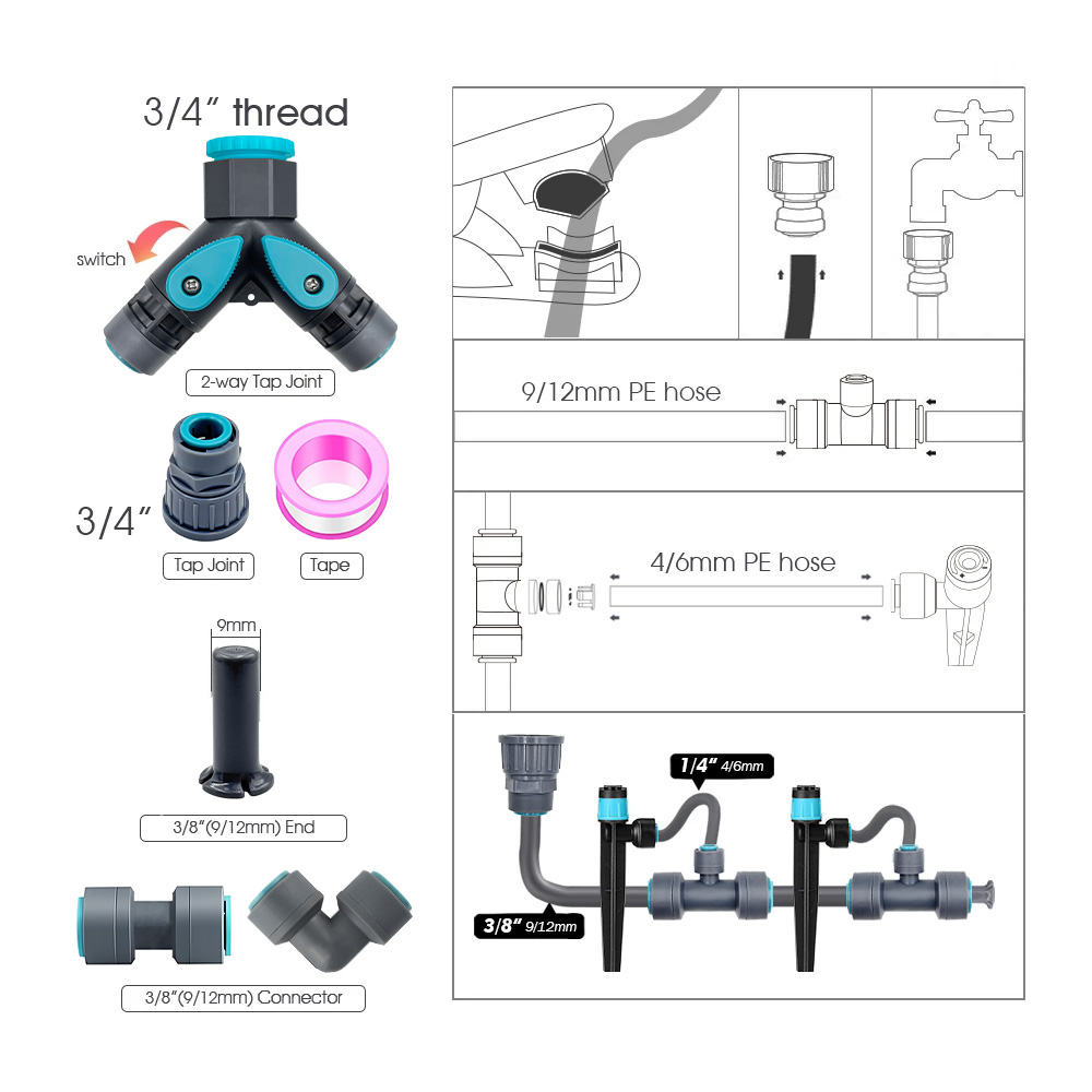 3/8インチ バブラーガーデン灌漑システム 9/12mm P - Smart Garden Hub のレビューと価格