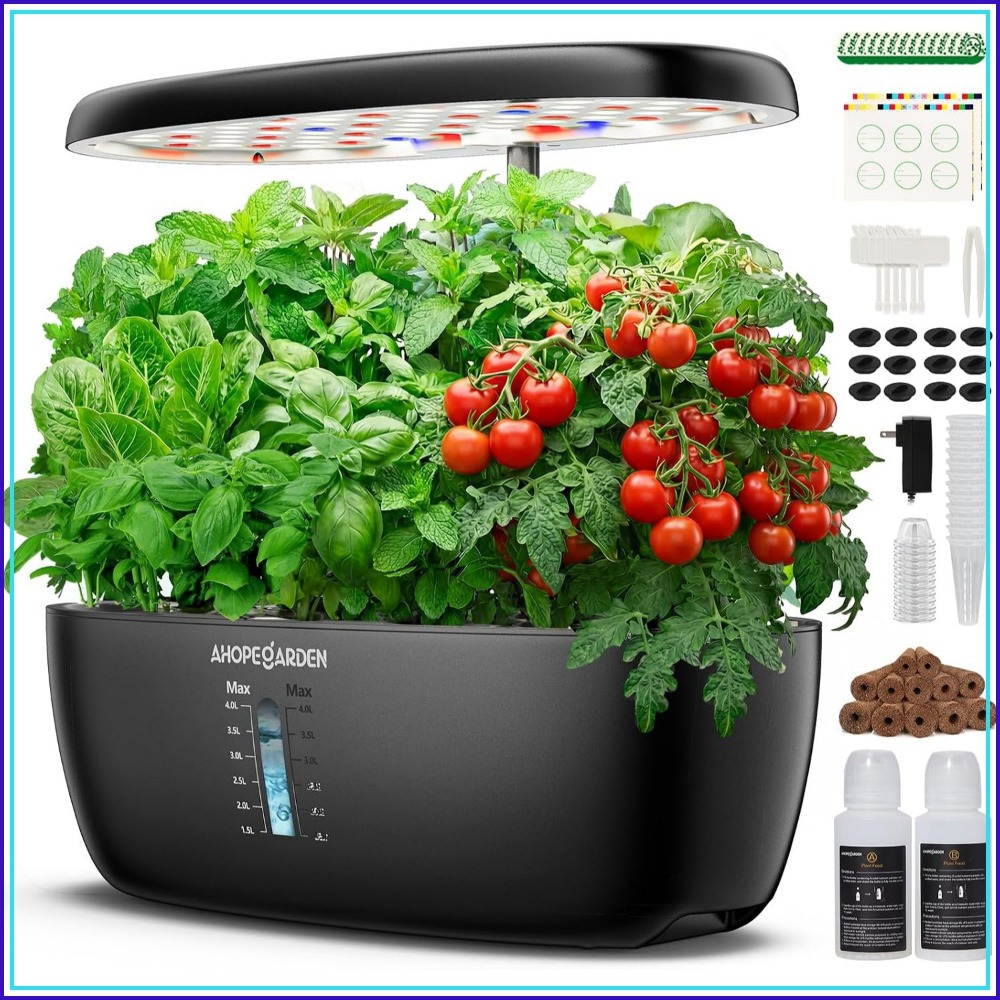 12ポッド水耕栽培ガーデン、LED育成ライト付き、屋内ハーブ - Indoor Herb Garden Kit のレビューと価格