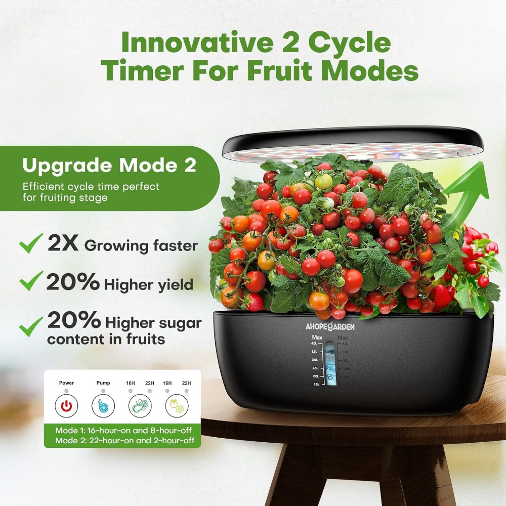 12ポッド水耕栽培ガーデン、LED育成ライト付き、屋内ハーブ - Indoor Herb Garden Kit のレビューと価格