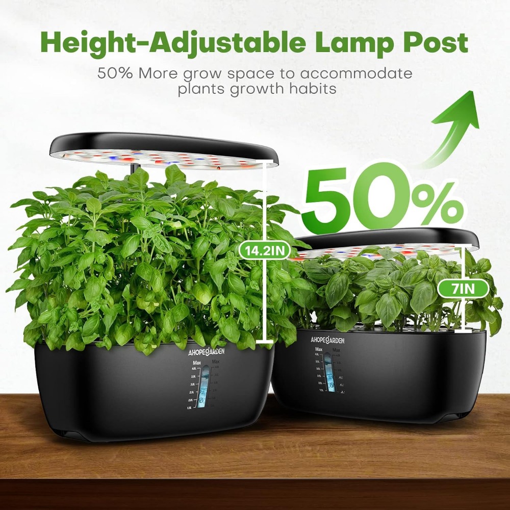 12ポッド水耕栽培ガーデン、LED育成ライト付き、屋内ハーブ - Indoor Herb Garden Kit のレビューと価格