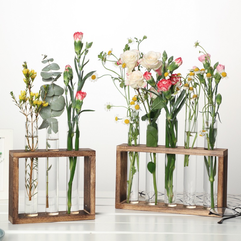 5チューブガラス水耕プランター 木製スタンド付き 自動給水壁 - Indoor Herb Garden Kit のレビューと価格