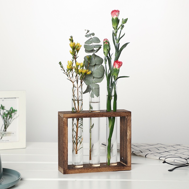 5チューブガラス水耕プランター 木製スタンド付き 自動給水壁 - Indoor Herb Garden Kit のレビューと価格