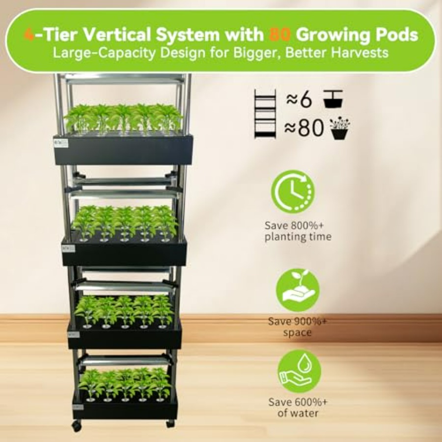 屋内水耕栽培システム：スマートフルスペクトルライト付き垂直庭 - Smart Garden Water のレビューと価格