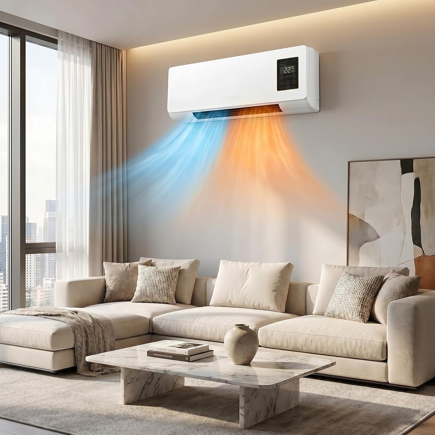 1800W 壁掛けエアコンファン＆ヒーターコンボ、ポータブル - Smart Garden Rooms のレビューと価格