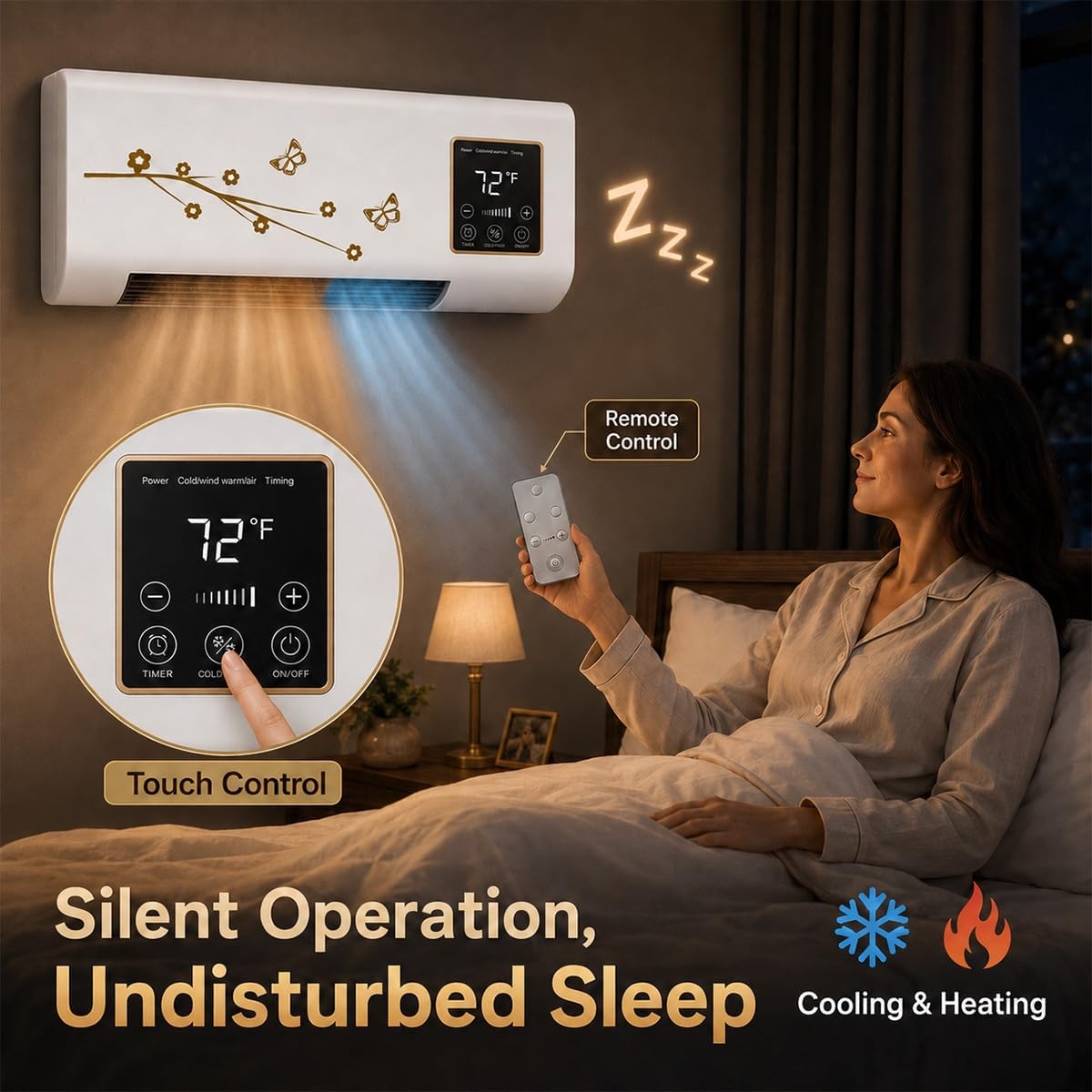 1800W 壁掛けエアコンファン＆ヒーターコンボ、ポータブル - Smart Garden Rooms のレビューと価格