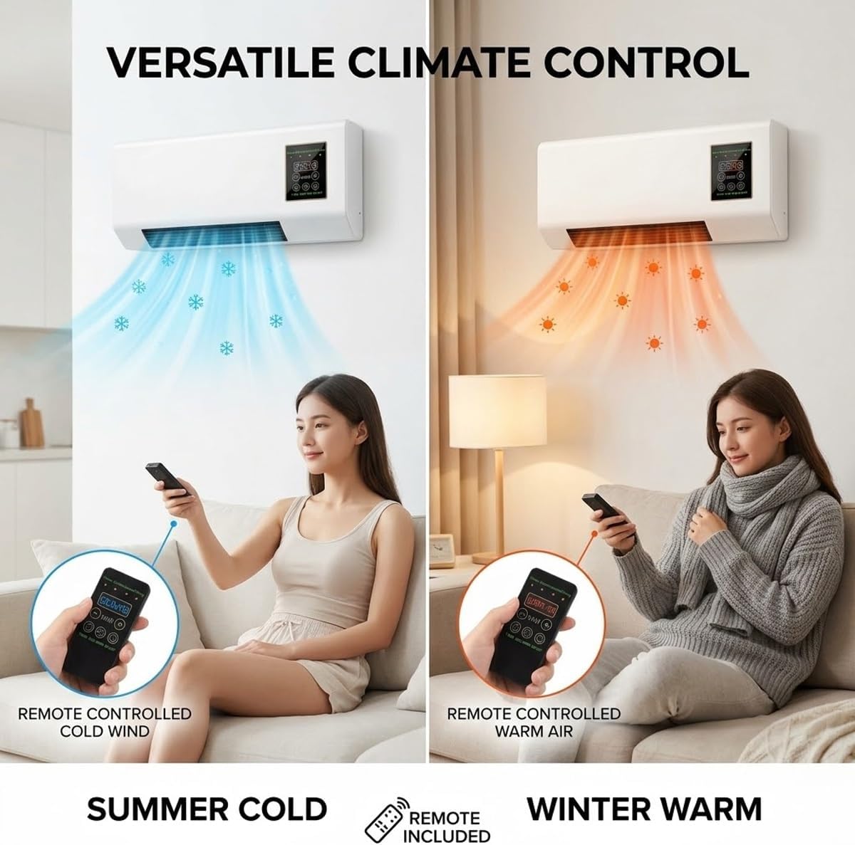 壁掛け式エアコンファン、2-in-1暖房・冷却コンボ、180 - Smart Garden Rooms のレビューと価格